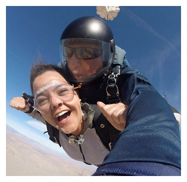 Woman under parachute
