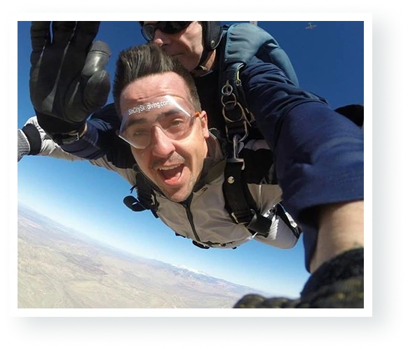 Male tandem skydiver