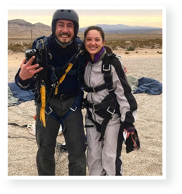 Skydiver with instructor
